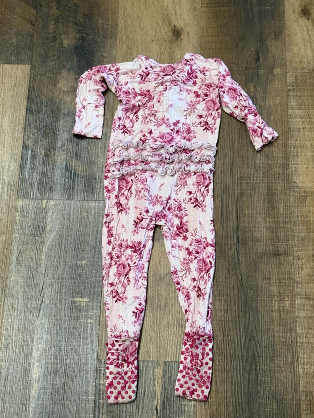 Bums & Roses Floral Ruffled One-Piece Pajama - Picture 4 of 6